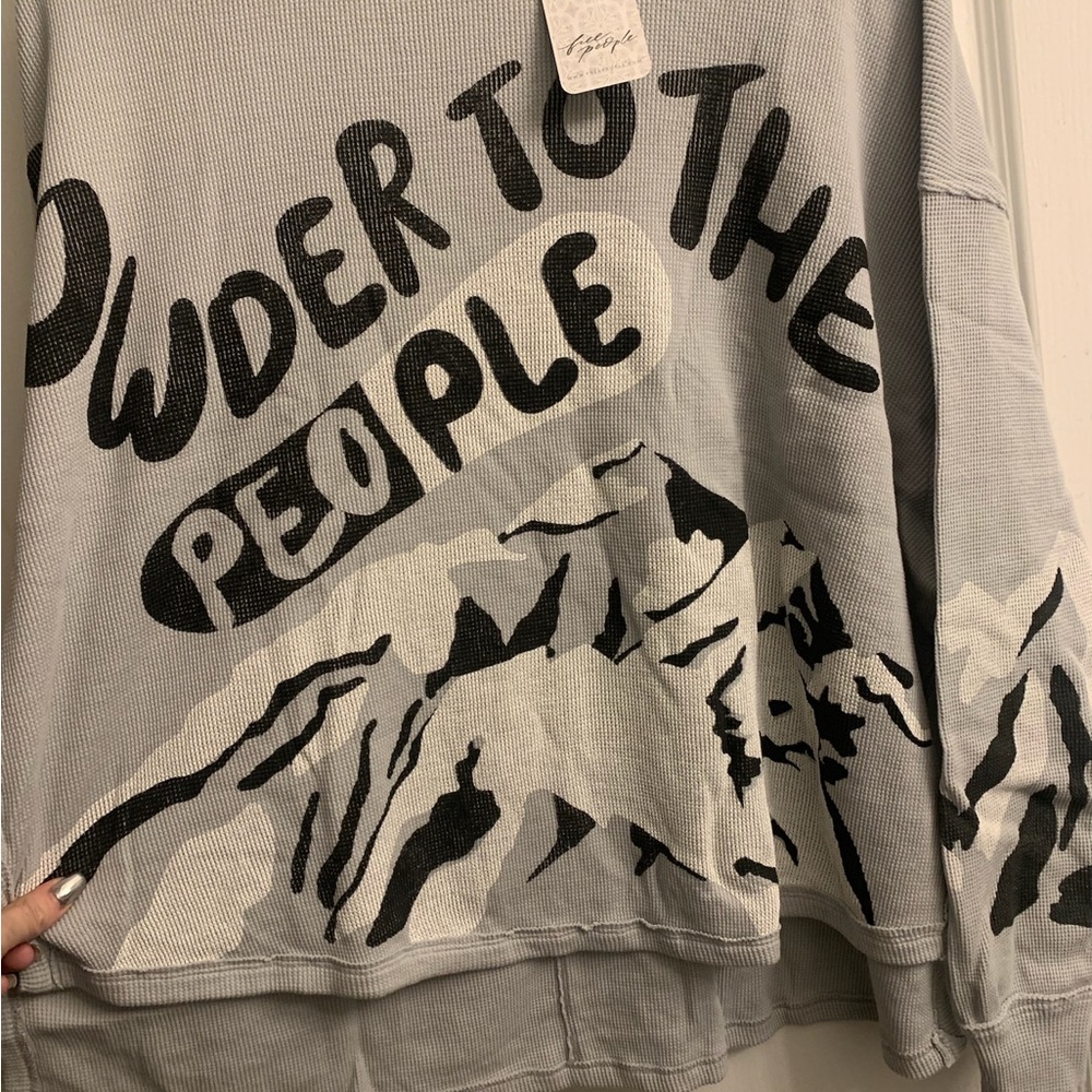Ragabond Free People Gray Powder to the People Waffle Thermal Long Sleeve Tee - Picture 5 of 6